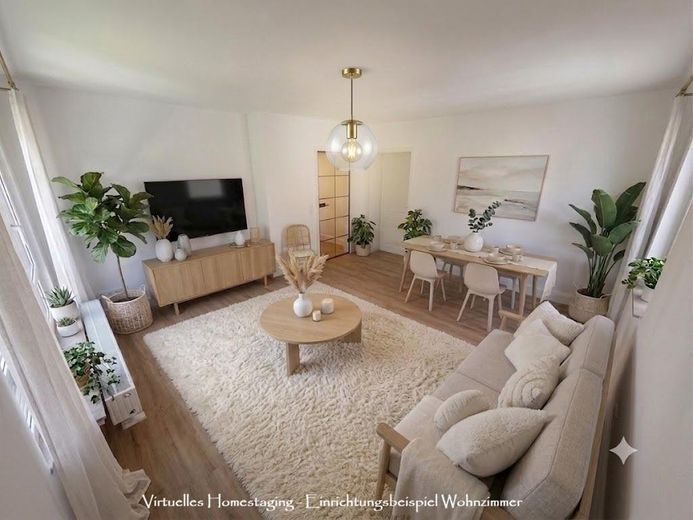 💖 EINZIGARTIGE 3-RAUM-EIGENTUMSWOHNUNG - DIREKT VOM EIGENTÜMER 💖 – Wohnzimmer (Virt. Staging)