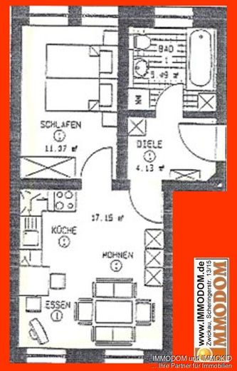 2-Zimmer-Hochparterre-Wohnung mit EINBAUKÜCHE zu verkaufen! – Grundriss