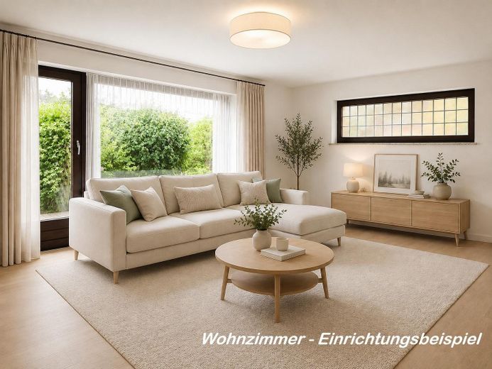 Sans commission – sans agent immobilier | Un espace modulable avec jardin idyllique à 5 km de la mer – Wohnzimmer Wohnbeispiel