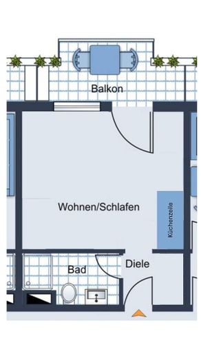 Erstbezug Kernsaniert | Helle 1-Zimmer Wohnung mit Balkon in München-Giesing – Grundriss
