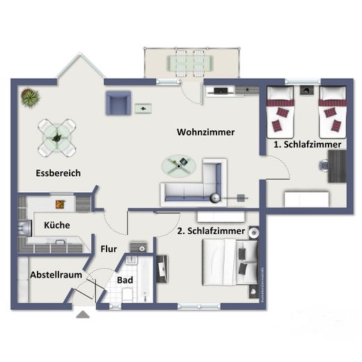 شقة عطلات جميلة من 3 غرف مع شرفة جنوبية في كولونغسبورن-فيست – Grundriss