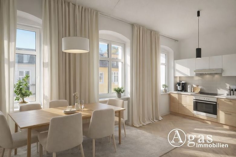 2-Zimmer-Altbauwohnung im Prenzlauer-Berg, vermietet – Küche (visualisiert)