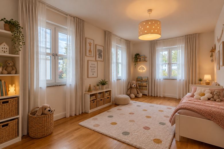 Jungfernsee'deki Belvedere'de yaşam – Güneş alan güney bahçeli şık yarı müstakil ev – Kinderzimmer visualisiert