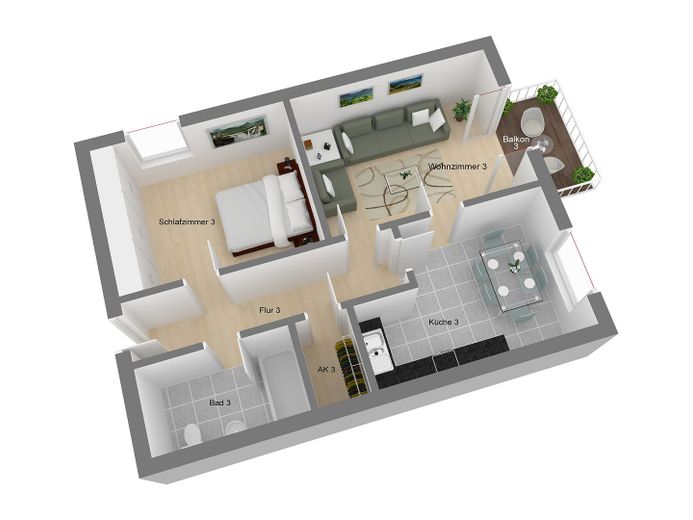 Solide Kapitalanlage mit 5,6 % Rendite inkl. Abgeschlossenheitsbescheinigung. Provisionsfrei – Grundriss Wohnung Nr. 3, OG