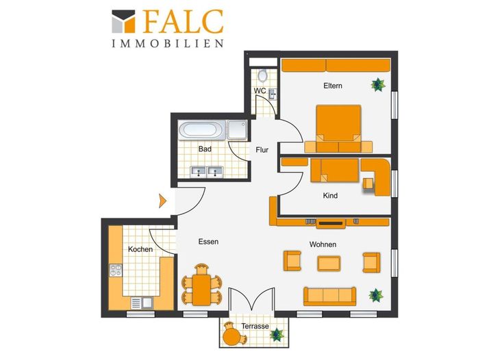 3,5 Zimmer Erdgeschosswohnung mit 2 TG-Stellplätzen in ruhiger Lage – Grundriss