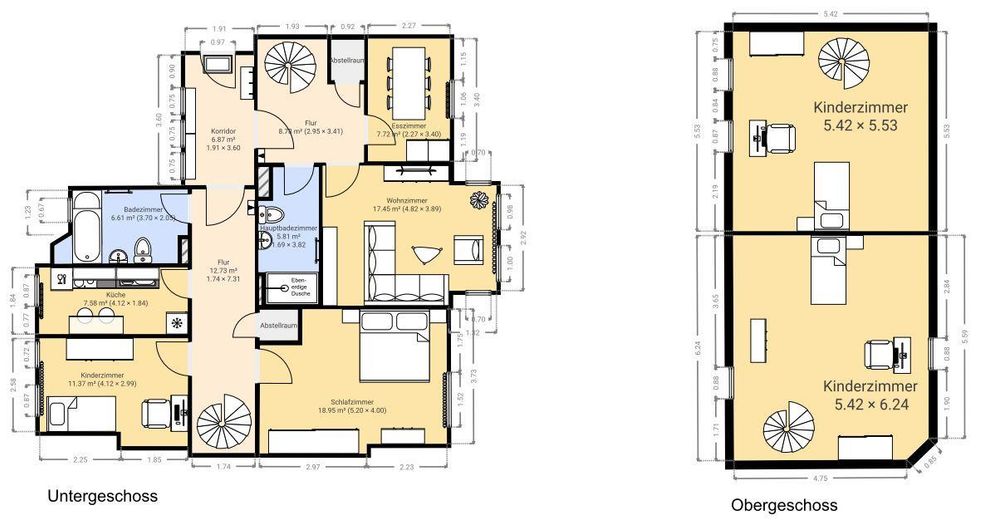 Kaßberg'de 6 aydınlık oda, modern banyo ve âşık olunacak panoramik manzarayla ferah yaşam – Grundriss mit Obergeschoss