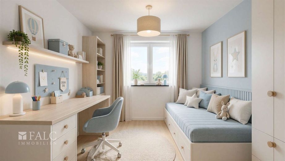 Moderne 4-Zimmer-Wohnung mit Balkon, Aufzug und Tiefgaragenstellplatz – Kinderzimmer - KI