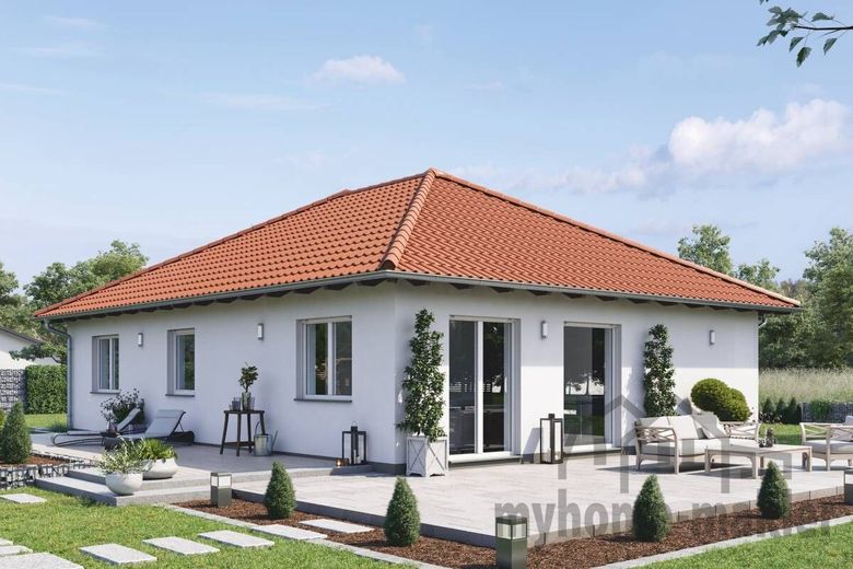 Pyrbaum- moderner Fertighaus Bungalow mit Grundstück – B94-124-S_TERRASSE