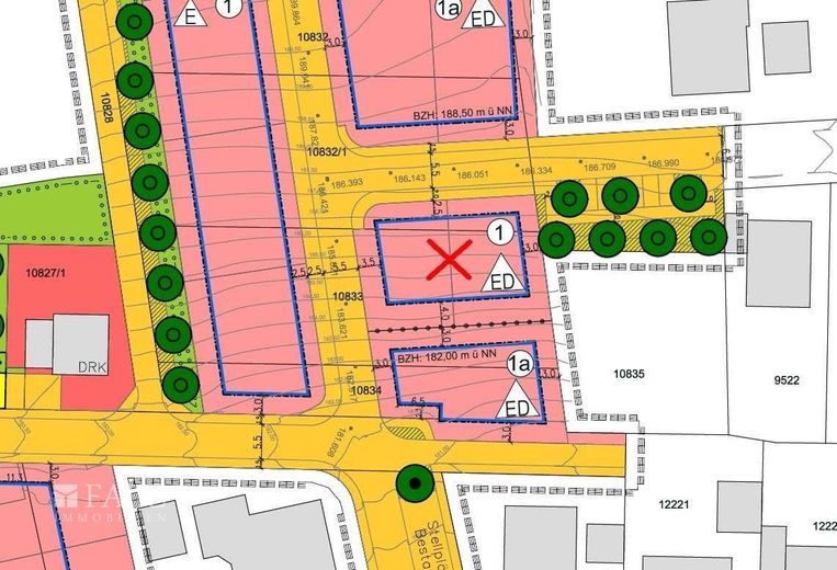 Grundstück - 574 m² - ideal für Neubau von zwei DHH oder EFH – B-Plan Ausschnitt