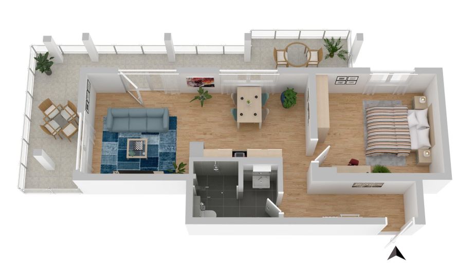 Appartement d’affaires de 2 pièces avec grand balcon – connecté, meublé et flexible 💼🌅 – Grundriss Whg. Nr. 4_EG