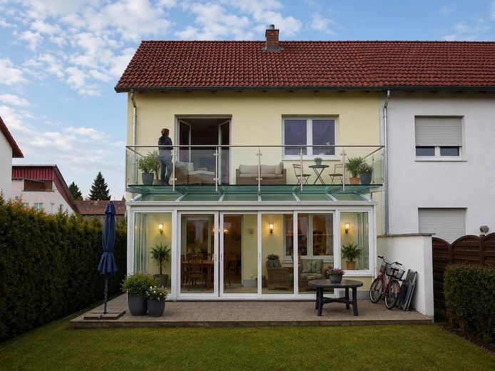 Grundsolides sonniges ruhiges (Sackgasse) Eckhaus mit viel Platz und Umlaufgarten – Wintergarten Balkon Vorschlag