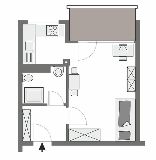🌿 Bezugsfertig vollmöbliert – 1-Zimmer-Wohnung im vollsanierten A+-Haus mit Balkon! 🌳 – Grundriss Appartement