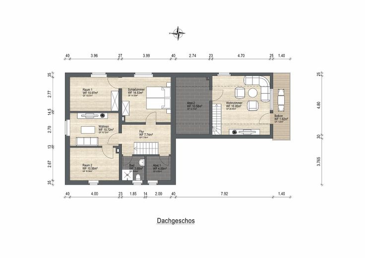 Charmantes Einfamilienhaus mit traumhaftem Südgarten, Wintergarten und Doppelgarage – Grundriss DG