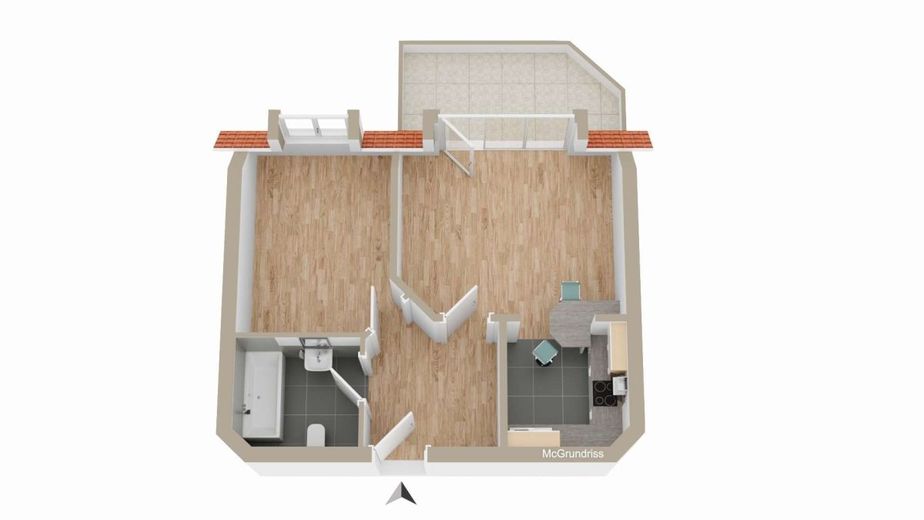 Top 2-Zimmerwohnung in sehr schöner Lage beim Großen Plessower See – Grundriss