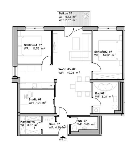 Grundriss der Wohneinheit