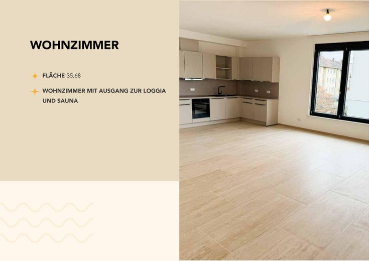 Erstbezug- hochwertige 4-Zimmer-Neubauwohnung mit 2,8m Deckenhöhe, Loggia und Sauna – Wohnzimmer