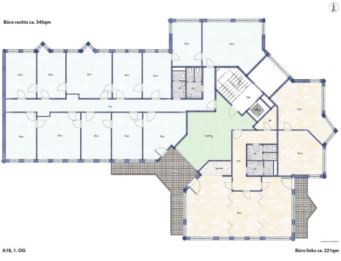 OFFICE. BUT BETTER. NUREMBERG-NORTHEAST - The difference in quality features makes the added value ... – Grundriss unmöbliert