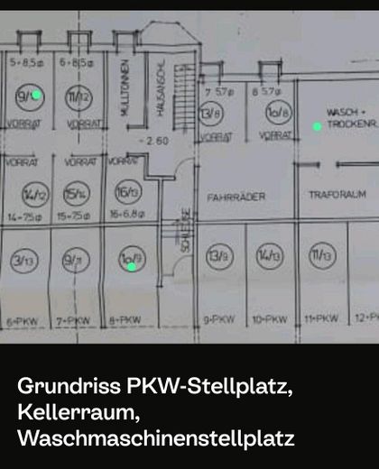Stellplätze und Kellerraum