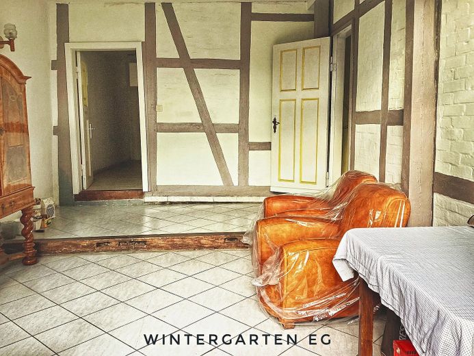 Maison à colombages avec cour intérieure, atelier et garage – vieille ville d’Uelzen, sans commission – Wintergarten