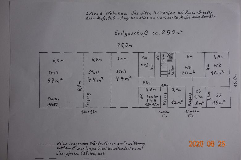 Dwór z 1824 r., duża działka 15 500 m², 01594 Stauchitz koło Riesa-Drezna – EG