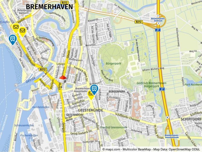 Gewerbefläche (Werkstatt/Büro/Lager) in zentraler Lage (Elbinger Platz) – Geolyzer Kartenausschnitt