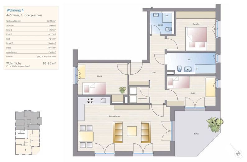 OPTIMALER GRUNDRISS - SCHÖNE 4-RAUM WOHNUNG – Grundriss WE 04