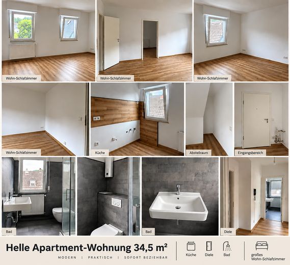 3 Wohnungen in Freudenberg – 28 bis 73 m² – zentral & modernisiert – Apartment 34,5 m² 2. OG