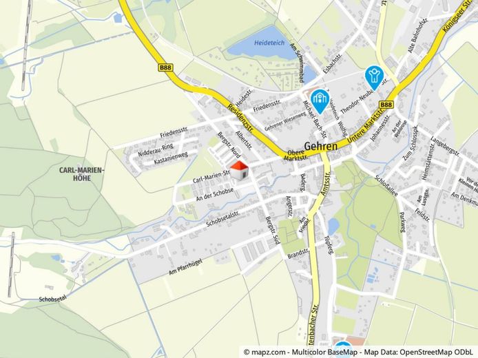 *** günstige 4-Raum Wohnung in Gehren – Geolyzer Kartenausschnitt