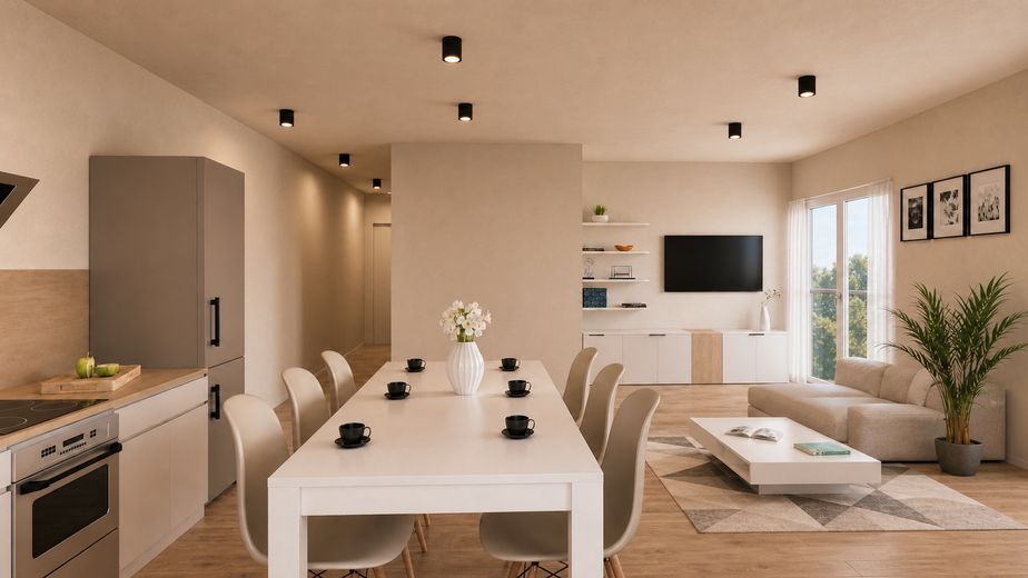 Großzügige 4,5-Zi.-Maisonette in Ergenzingen - Balkon, TG-Stellplatz & Wohnen auf 2 Ebenen – Visualisierung 1. DG Wohnen