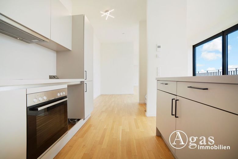 Wunderschöne 2 Zimmer Dachgeschosswohnung mit ca. 77m², EBK und Riesen-Balkon in Berlin-Mitte – Wohnzimmer mit EBK