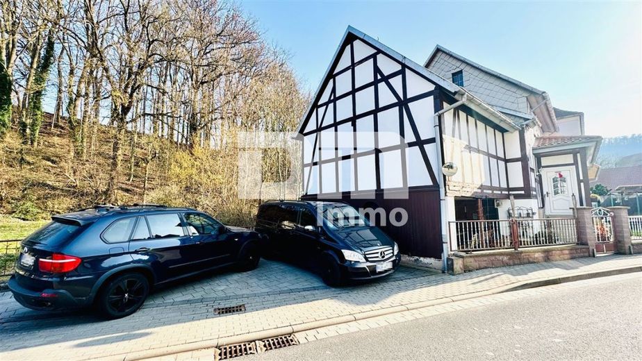 Charmantes Raumwunder in Birkenfelde: Historisches Fachwerk trifft auf solide Moderne – Seitenansicht Stellplätze