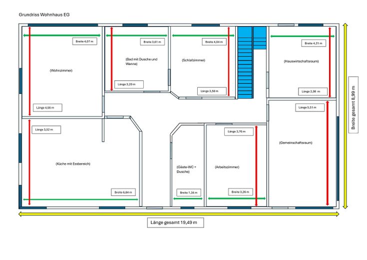 Vielseitige Gewerbeimmobilie in Wietmarschen OT Lohne: Halle, Büro & Wohnhaus – Grundriss Wohnhaus EG