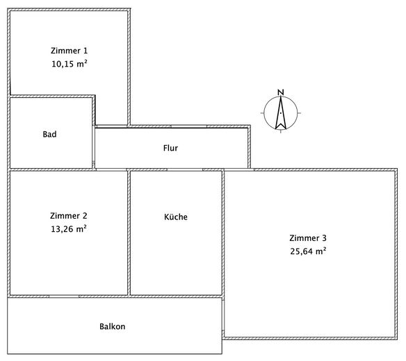 Erstvermietung 3er WG mit Balkon im ruhiger Zentrumslage – Grundriss Wohnung