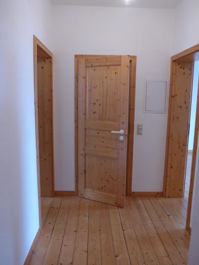 Für Holzfreunde: 2Z, Wohnküche, Bad, Flur, Abstell – Flur