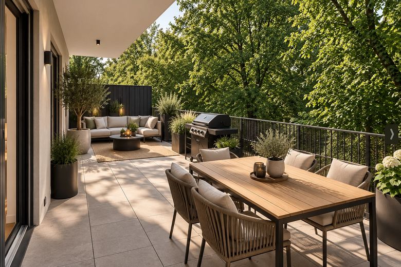 Appartamento bilocale completamente ristrutturato con ampia terrazza in posizione tranquilla! – KI generiert