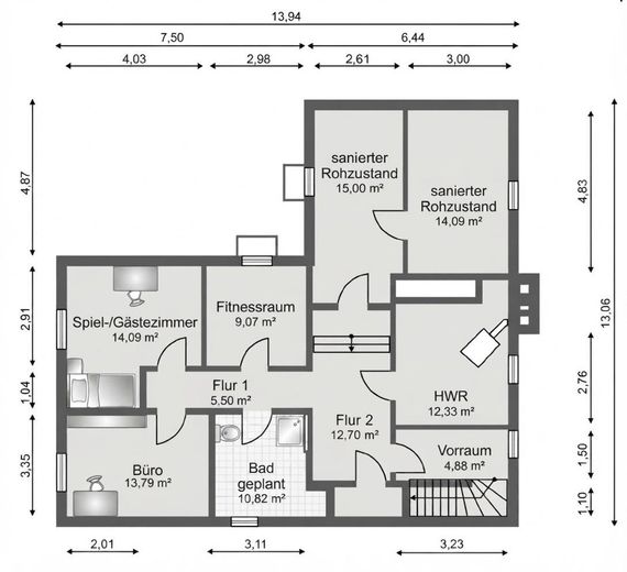 Modernes Einfamilienhaus in Feldrandlage – Grundriss Kellergeschoss