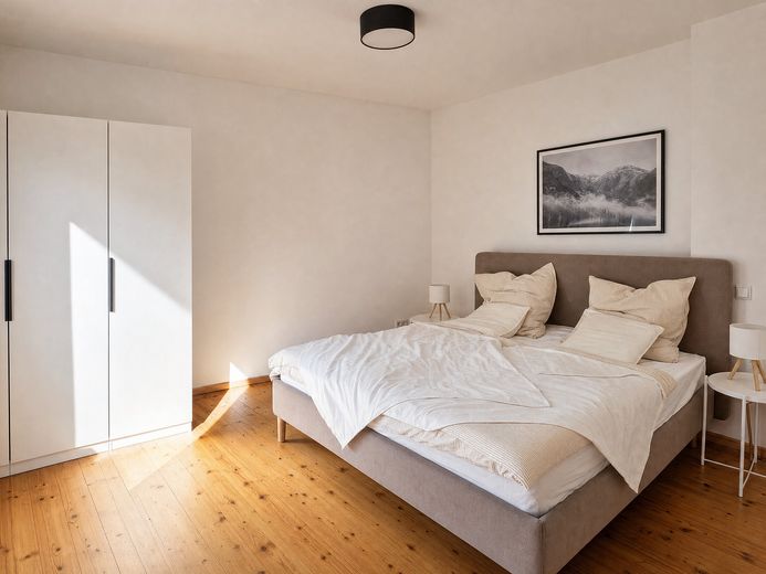 Stilvoll möblierte 2-Zimmer-Wohnung in Nürnberg – frisch saniert, sofort verfügbar – Schlafzimmer / Bett