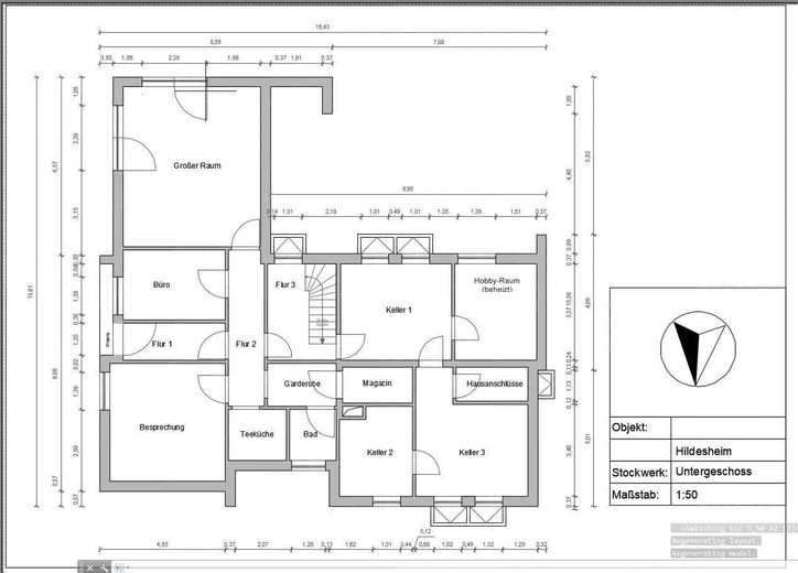 Maison d’architecte située sur un versant calme avec espace séparé pour bureau/cabinet (appartement indépendant) – Grundriss unten (Büro/ELW/...)