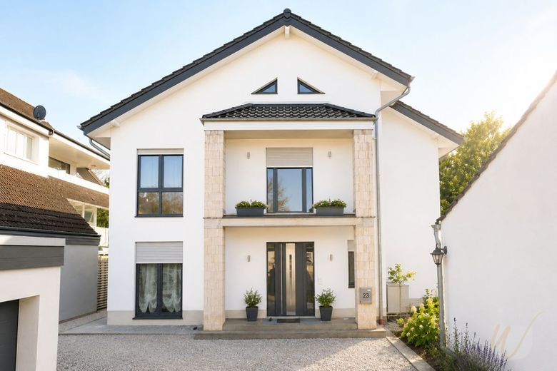 "Modernes Familienparadies mit parkähnlichem Garten und gehobenem Wohnkomfort" – Hausansicht