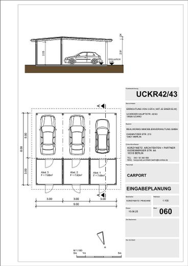 Baugrundstück mit Baugenehmigung für EFH (2 WE möglich) in Luckau OT Uckro – Carport