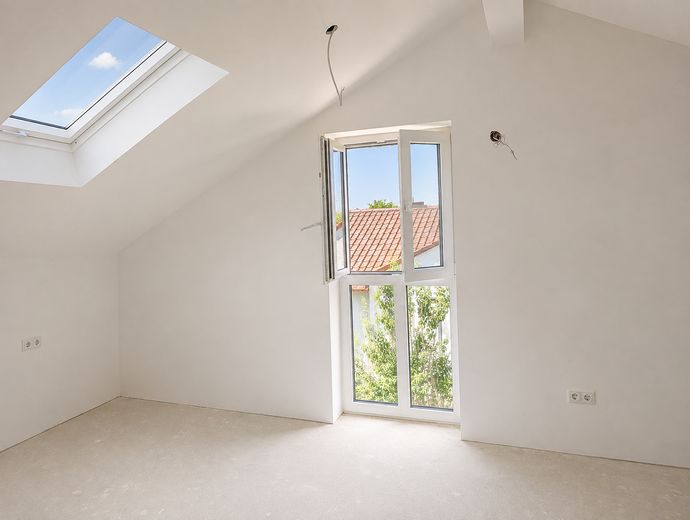 2-Zimmer-Maisonette-Wohnung (81m²) in Kösching mit Balkon (Erstbezug nach Kernsanierung) – Schlafzimmer Ansicht 1