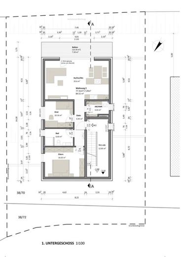 Energetisch optimierte Neubauwohnung, Etagenwohnung,  Balkon + Terrasse, provisionsfrei – Wohnung 2 im UG1