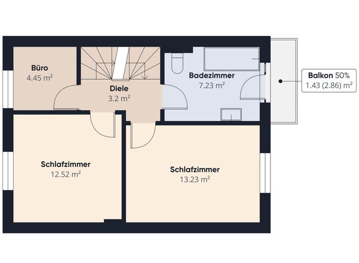 Ohlenhof | Ansprechendes Reihenmittelhaus mit Balkon und Terrasse – S&amp;P | Grundriss Obergeschoss
