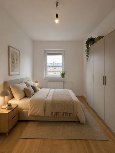 Erstbezug nach Sanierung – Moderne 2-Zimmer-Wohnung nahe Kurfürstendamm – Musterbild Schlafzimmer