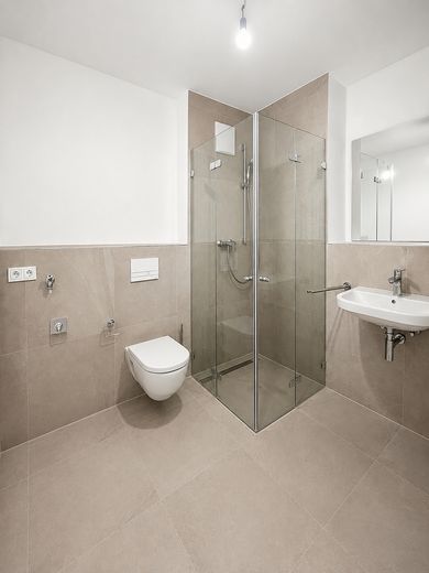 **2 ay kira ödemeden oturun** Ankastre mutfaklı 1 odalı daire E1-01-07 WE 0.87 – Badezimmer