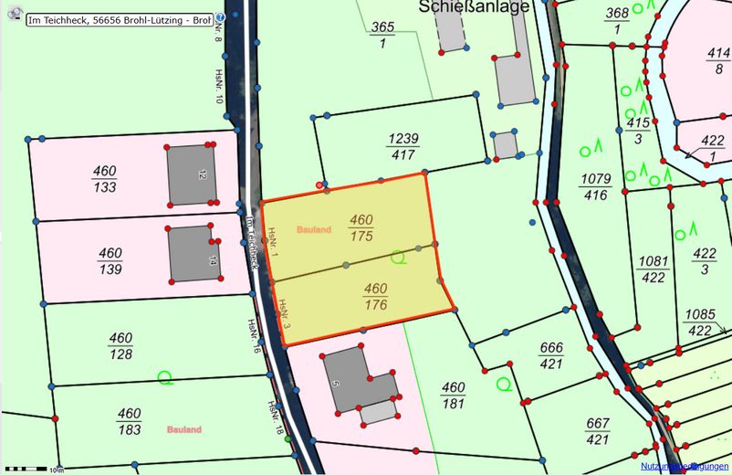 Terrain avec potentiel de vue sur le Rhin en bordure de village – Auszug Geoportal