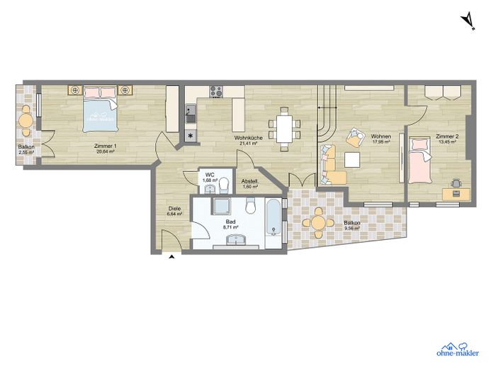 Energieeffiziente Altbauwohnung in Berlin Friedrichshain provisionsfrei, bezugsfrei – Foto 3