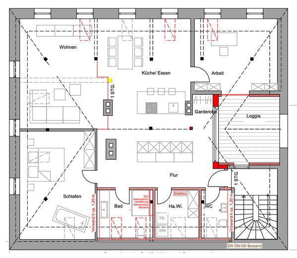 Loft moderne de 3,5 pièces avec loggia – Grundriss