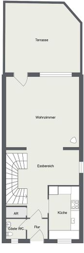 Casa a schiera di testa con camino e moderno impianto di riscaldamento ibrido a gas a Berlino-Rudow – Erdgeschoss