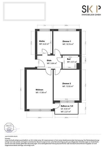 Renovierungsbedürftige 3-Zimmer-Wohnung - Direkt vom Eigentümer! – Grundriss